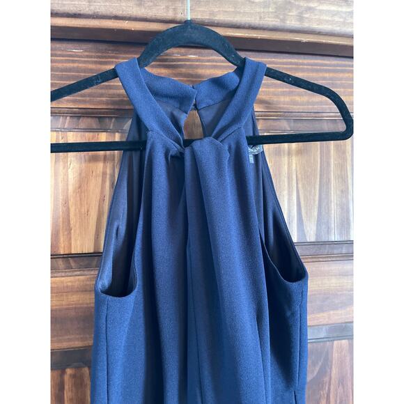 Julia Jordan Twist halter style wide leg jumpsuit Navy size 6 - Picture 3 of 7